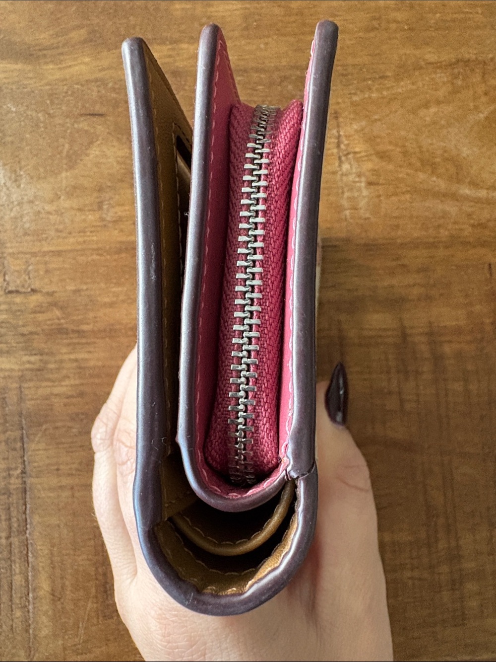 Coach Cream Leather Wallet with Pink Flamingo Print - Picture 3 of 8